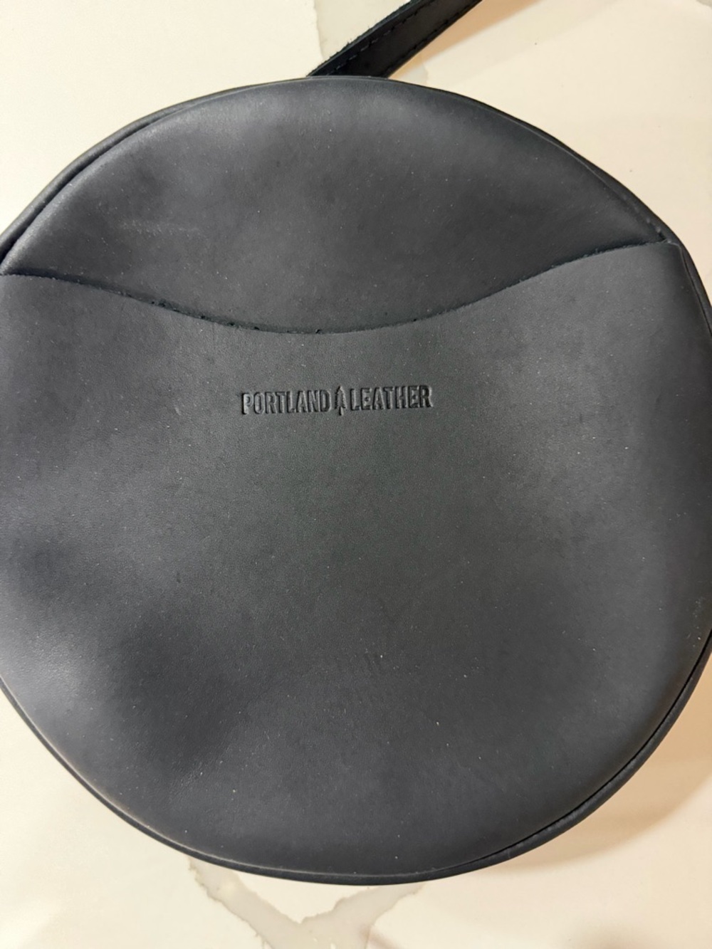 Portland Leather Round Crossbody Bag — Black